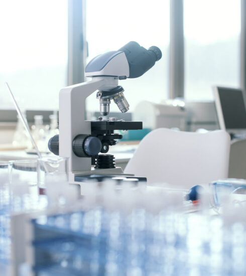 Professional equipment and microscope in the research laboratory